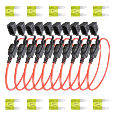 10 Pack 18 Gauge In-line ATC Fuse Holder + 20 AMP Blade Fuse zw - Image 1 of 4