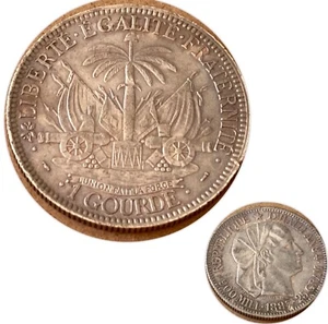 1887 HAITI GOURDE SILVER COIN - Picture 1 of 10