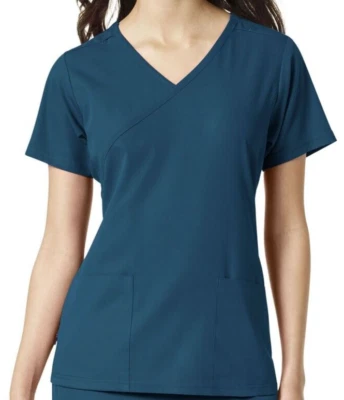 WonderWink Aero Womens Flex Racerback Wrap Scrub Top V6229- Caribbean Blue - Image 1 of 4