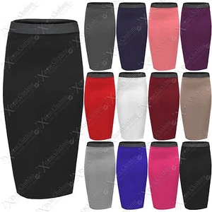 WOMENS BODYCON STRETCH WAIST PENCIL SKIRTS LADIES SKIRT LONG OFFICE WORK SEXY - Picture 1 of 90