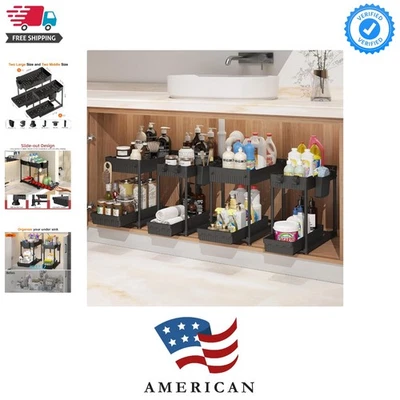 Pacote com 4 multiuso sob pia armazenamento sem esforço - capacidade de 40 lb, fácil limpeza - Imagem 1 de 4