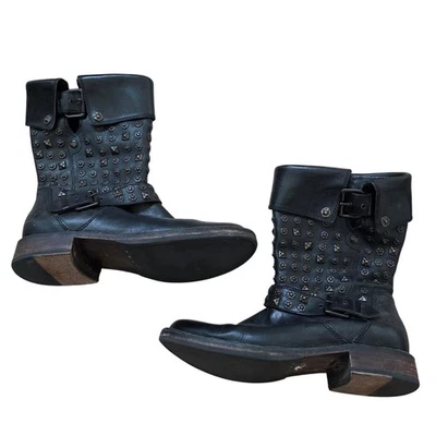 Botas UGG Conor Cuero Negro Tachonado Estilo Moto Talla 7 Otoño Invierno Boho Informales Foto 1 de 4