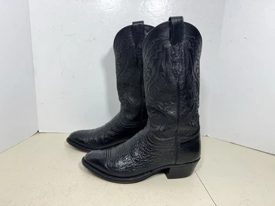 lucchese 2000 9.5 2E Fits Like 1E mens Ostrich Leather Black Western Boots (rm) - Image 1 of 4
