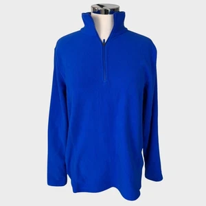 Lands' End Medium 10-12 Royal Blue Womens Fleece Pullover 1/4 Zip - Picture 1 of 8