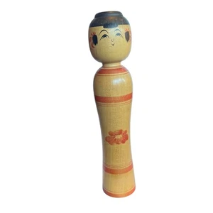GROßE Vintage traditionelle handgefertigte japanische Volkskunst signiert Kokeshi Holzpuppe - Bild 1 von 10