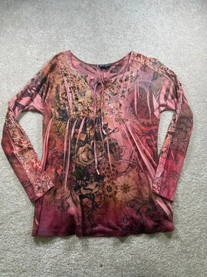 Top de terciopelo azul para mujer talla L floral estrás Burnout Fairy caprichoso Bloomcore Foto 1 de 4