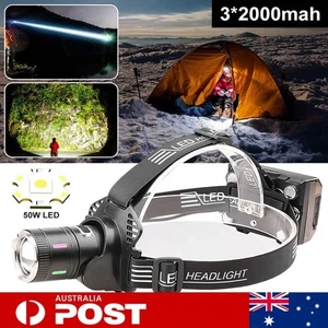 100000000LM LED Headlamp Camping Rechargeable Headlight Head Torch Fishing Light - Picture 1 of 18