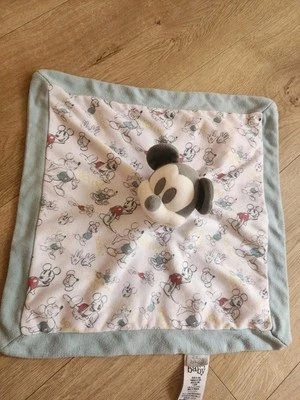 Disney Baby Mickey Mouse Lovey Blue Gray Security Blanket Plush 14" Soft Toy  - Image 1 of 4