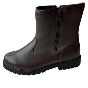 Haband's Thermo King Stiefel dunkelbraun Kunstleder doppelter Reißverschluss Herren Größe 10,5D - Bild 1 von 12