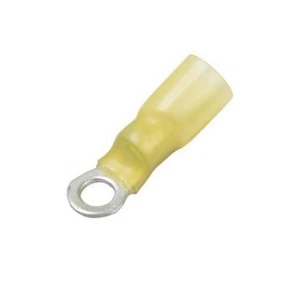 Crimp & Heat Shrink Ring Terminal 3/8" Stud, Yellow, 12-10 Ga (10 Pack) - Picture 1 of 2