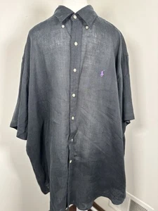 Ralph Lauren Blake 100% Linen Shirt Men's 2X Black Embroidered Pony Vacation - Picture 1 of 9