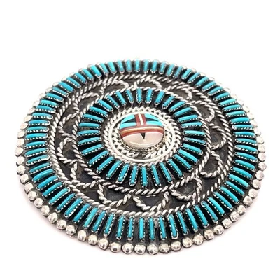 Colgante turquesa mosaico de plata esterlina nativo americano Foto 1 de 4