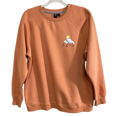 Volcom Stone Magic Boyfriend Crew Sweatshirt Women M Clay Egret Long Sleeve NEW - Image 1 of 4