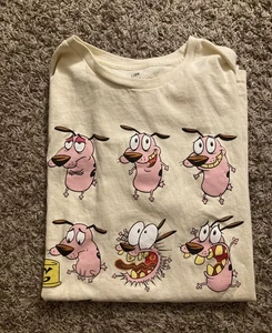 Courage The Cowardly Dog Monsters L T Shirt Mens Licensed Cartoon Merch Cream - Picture 1 of 6