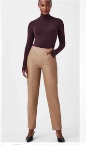 SPANX NWT Leather-Like 5-Pocket Pant Sz 1X Toffee Stretch Shaping Bin-R - Picture 1 of 6