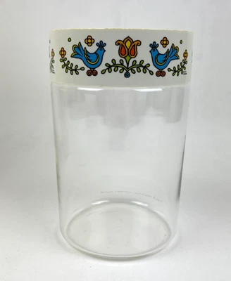 Vintage PYREX Corning Country Friendship Festival Glass Canister W/Lid Bluebirds - Image 1 of 4