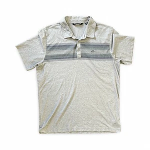 Travis Mathew Men's XL Gray Stripe Short Sleeve Polo Golf Shirt Top - Picture 1 of 7