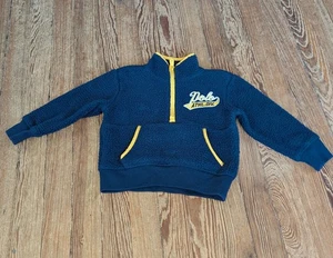 Polo Ralph Lauren 1/4 Zip Fleecepullover Kleinkind Größe 2T blau gelb Schrift - Bild 1 von 8