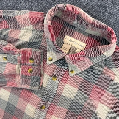 Camisa masculina de flanela vintage The Territory Ahead veludo GG vermelha bege marrom xadrez - Imagem 1 de 4