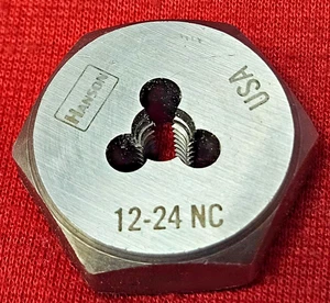 12-24 X 1" Hex Die Irwin 6432 Carbon Steel SAE USA RH Rethreading Hanson 12/24 - Picture 1 of 6