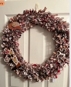 Cowboys Riding The Range Rag Wreath 18” Round - Picture 1 of 1