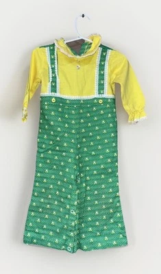 Traje de bebé vintage Doe-Spun verde y amarillo talla 18 meses Foto 1 de 4
