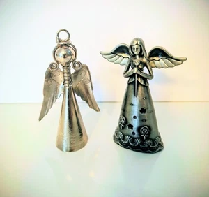 Ganz Angelo della Maternità Figura in Peltro + Campana Angelo in Metallo Lotto di 2 Pezzi - Foto 1 di 4