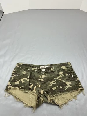 Inquieta Jeans Shorts Womens 38 Camo Green Camouflage Frayed Cutoff Distressed - Image 1 of 4