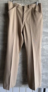 Vintage 1960s US Navy Military Beige Brown Talon Zip Pants Size 34 x 31 - Picture 1 of 6