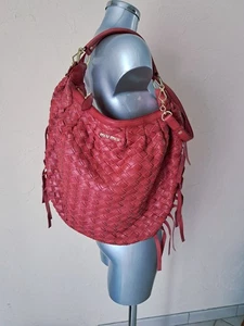 MIU MIU - Sac à main en cuir tressé rouge claire + Bandoulière - TBE - Picture 1 of 8