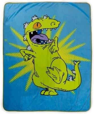 New Reptar Rugrats Plush Fleece Throw Blanket GIFT Cartoon Dinosaur Nickelodeon - Image 1 of 4