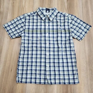 OshKosh B'Gosh Button-Up Shirt Boys Sz 7, Short Sleeve, Beige, Blue/Green Plaid - Picture 1 of 10