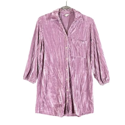 Cato измельченный бархат туника верхний мягкий сиреневый кнопки с воротником богемное романтический праздник - Изображение 1 из 4