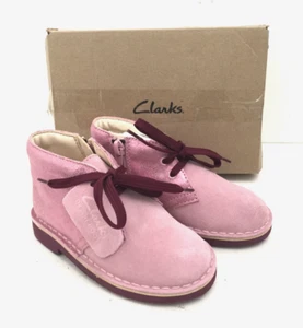 Clarks Girl's Desert Boot2 T Size 7.5/25 Pink Leather Contrast Laces New* F1 - Picture 1 of 10