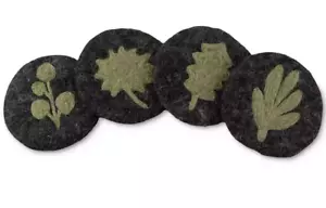 Thirstystone Felted Wool Coasters - Green Leaves - Set of 4 NEW - Picture 1 of 2