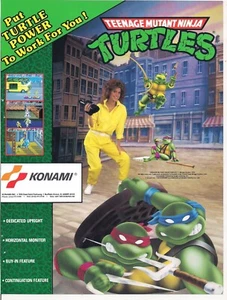 Folleto publicitario de videojuego arcade Teenage Mutant Ninja Turtles de la revista RePlay 89 - Imagen 1 de 2