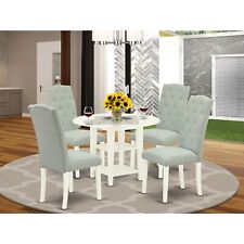 East West Furniture SUCE5-LWH-15 5Pc Dining Set Includes a Round Dining Table wi