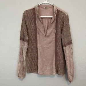 Blusa rosa de ganchillo de manga larga Gimmicks by bke talla pequeña - Imagen 1 de 8