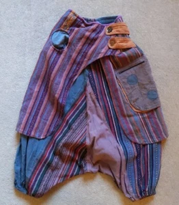 Katmandu Imports harem S cotton elastic waist Capri hippie boho pants dropcrotch - Picture 1 of 14