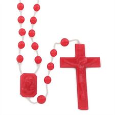Red Plastic Rosaries, 25 Pack