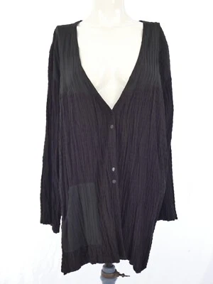 Cárdigan Negro Blusa Lagenlook Túnica Arrugada Arty Manga Larga Ligero Uno s Foto 1 de 4