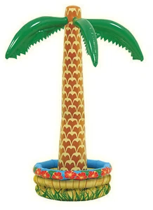 Tropical Palm Tree Luau Party Decor 72" Tall Inflatable Drink Cooler, Tan Green - Picture 1 of 1