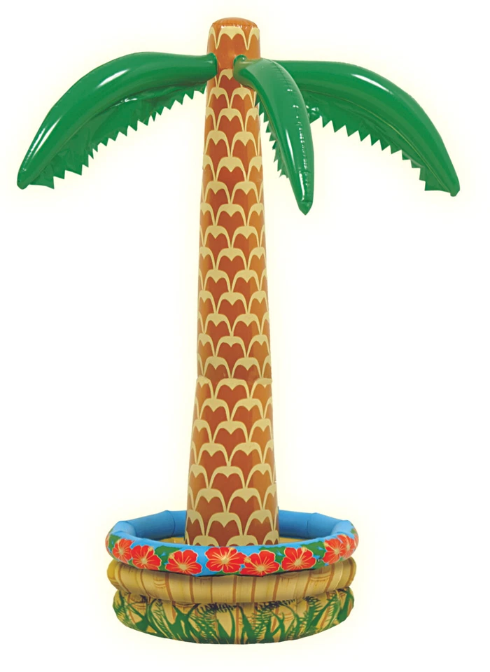 Tropical Palm Tree Luau Party Decor 72" Tall Inflatable Drink Cooler, Tan Green - Image 1 of 1