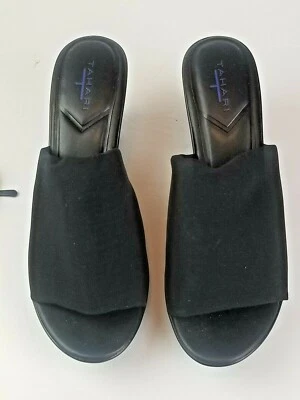 Tahari Black Wedge Slide Sandal Size 10 - Image 1 of 4