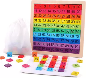 GEMEM Wooden Montessori Math Counting Hundred Board Toys, 1-100 Consecutive Numb - Picture 1 of 12