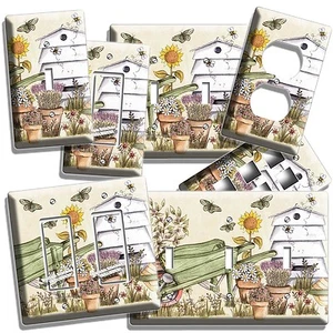 RUSTIC COUNTRY BEEHIVE BEES FLOWERS LIGHT SWITCH PLATE OUTLET KITCHEN HOUSE ROOM - Picture 1 of 30