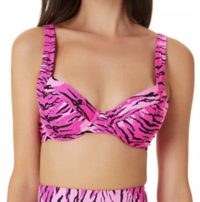 Bikini Swim Top Pink Tiger Print Juniors XS CALIFORNIA WAVES $19 NWT - Image 1 of 3