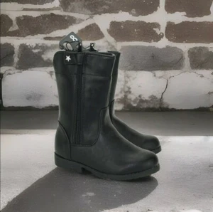 Toddler Girls Black Faux Leather Boots - Size 8 Star Accent Zipper Wonder Nation - Picture 1 of 11