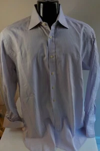 Camisa de vestir a rayas francesas rosa de Thomas 16 1/2 34 lila/blanca - Imagen 1 de 5