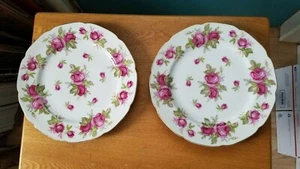 Two Lefton China Elegant Rose 9 1/4-Inch Luncheon Plates - Picture 1 of 9